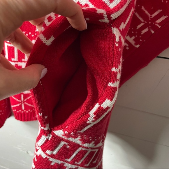 Dubgee Red White Poncho Oversized Red White Snowman Size Small Medium - Picture 5 of 7